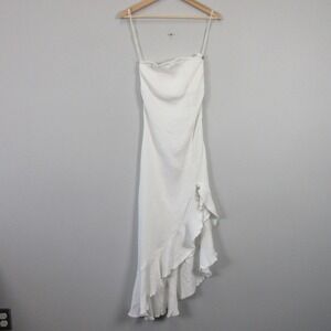 Free People Made Me Blush Midi Dress S Ivory Cotton Ruffle Strapless Party 338